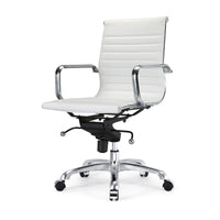 Plata Import Antoni Office Chair Leather Upholstery Low Back Adjustable Height Metal Frame - White-PU leather upholstery and metal gold frame in White