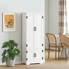 HOMCOM 60" H Kitchen Pantry Cabinet with Shelves - White-Equipped with the anti-tilt device 