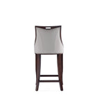 Manhattan Comfort Emperor 19" Traditional Faux Leather Upholstered Barstool - Light Grey-Delivered to you Fully Assembled! No Assembly Required