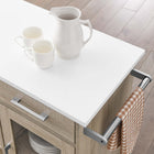 Modway Culinary Kitchen Cart With Towel Bar - Oak White-Nylon Casters With Side Lock Brakes