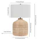 Hudson&Canal Jolina 27" Tall Oversized/Rattan Table Lamp with Fabric Shade - Natural Rattan/White-Rated for one 60W incandescent bulb - 9W LED bulb, 13W fluorescent (CFL) bulb, or 9W self-ballasted LED bulb, E26-base bulb, Bulb not included
