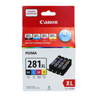 Canon CL-281XL Original Ink Cartridge Value Pack - High Yield - Black/Colour Combo Pack-For use with PIXMA TR8520, TR8620, TR8620a, TR7520, TR7620, TR7520 , TS6320, TS6220, TS6120, TS8320, TS8220, TS8120, TS702, TS702a , TS9120, TS9520, TS9520a, TS9521C, TS9521Ca