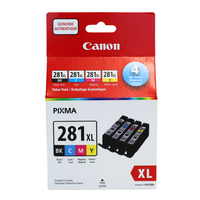 Canon CL-281XL Original Ink Cartridge Value Pack - High Yield - Black/Colour Combo Pack-For use with PIXMA TR8520, TR8620, TR8620a, TR7520, TR7620, TR7520 , TS6320, TS6220, TS6120, TS8320, TS8220, TS8120, TS702, TS702a , TS9120, TS9520, TS9520a, TS9521C, TS9521Ca