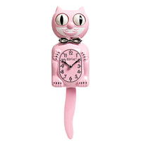 Kit-Cat Klock Limited Edition Lady Cat Wall Clock - Pink Satin-Iconic character wall clock features the signature rolling eyes and wagging pendulum tail