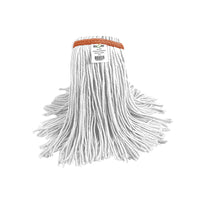 Globe Commercial Syn-Pro Synthetic Wet Mop - Narrow Band - 20 oz - Cut End - White-Reinforced 4 line of Quad Core stitching for maximum strength