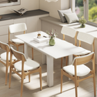 HOMCOM 55"-71" Rectangular Modern Extendable Dining Table for 6-8 - White-Table legs with protective pads prevent floor scratches and add stability