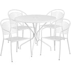 35.25'' Round White Indoor-Outdoor Steel Patio Table Set with 4 Round Back Chairs [CO-35RD-03CHR4-WH-GG]-Set Includes Table and 4 Chairs