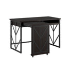 Thomasville Azuria 48" W Desk With Pull-Out Return And Power Center - Espresso -Sturdy gunmetal gray legs and frame with coordinating decorative panel