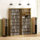 HOMCOM 8-Tier Media Storage Cabinet - Rustic Brown-Colour: Rustic Brown