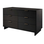 Manhattan Comfort Granville 55.04" Modern Double Wide Dresser - Black-Recommended for up to 50 inch TV.