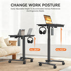 ShoppingAll Airlift Pneumatic Height Adjustable Sit-Stand Mobile Computer Cart - Black-Features Tablet Slot, Cup holder, and a Drawer Compartment