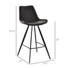 HOMCOM Bar Height Microfiber Bar Stools - Black - 2 Pack-Microfibre surface is soft and easy to maintain
