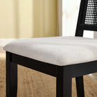 Modway Arlo Faux Rattan and Wood Dining Side Chairs - Black/Heathered Weave Ivory - 2 Pack-Dense Foam Padding