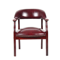 Nicer Furniture Traditional Captain's Chair - Burgundy Vinyl Leather-Versatile, classically styled arm chair for deskside, office, lounge, or conference room