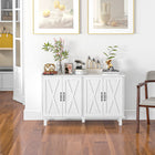 HOMCOM 47.2" L Buffet Cabinet with 4 Barn Doors and 2 Adjustable Shelves - White-Five legs give strong support and the centre one with adjustable pad