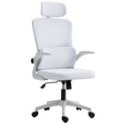 Vinsetto High Back Office Chair with Rotatable Headrest, Lumbar Back Support - Cream White-Lumbar support relieves your low back pressure