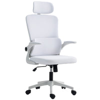 Vinsetto High Back Office Chair with Rotatable Headrest, Lumbar Back Support - Cream White-Lumbar support relieves your low back pressure
