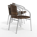 Flash Furniture Commercial Aluminum & Dark Brown Rattan Indoor-Outdoor Restaurant Stack Chair-Integrated Arms