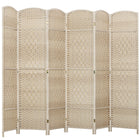 HOMCOM 6 Panel Hand-Woven Freestanding Room Divider for Home Office Bedroom - Light Oak-6-panel folding design with 15 metal hinges allows for easy storage 
