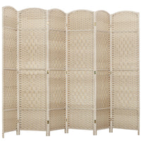 HOMCOM 6 Panel Hand-Woven Freestanding Room Divider for Home Office Bedroom - Light Oak-6-panel folding design with 15 metal hinges allows for easy storage 
