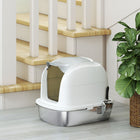 PawHut Large Stainless Steel Cat Litter Box with Lid Scoop-ift the lid for quick, tool-free cleaning and a 5-minute setup 