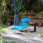 Outsunny Tanning Chair with Face Hole - 5-Level Folding Lounge Chair - Blue-Trifold design for easy transport or space-saving storage