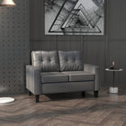 HOMCOM 51" PU Leather Loveseat with Armrests and Tufted Backrest - Grey-Solid steel frame ensures stability and balance