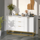 HOMCOM 47.2" L Sideboard Buffet Cabinet with Storage - White-Three drawers and two cabinets store utensils and daily supplies