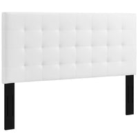 Modway Paisley Tufted Upholstered Faux Leather King and California King Headboard - White-Elegant Biscuit Tufted Headboard