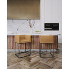 Manhattan Comfort Embassy 20.5" Mid-Century Modern Faux Leather Upholstered Counter Stool - Clay-Modern Square Frame Design Made of Durable Metal