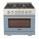 Kucht 36" KFX-X Series Pro Style Natural Gas Range - Stainless Steel/Light Blue-Rocket power burner 21 000 btu for rapid searing