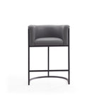 Manhattan Comfort Cosmopolitan 23.7" Mid-Century Modern Faux Leather Upholstered Counter Stool - Grey and Black - 2 Pack-Includes Footrest Base