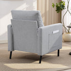 HOMCOM Modern Accent Chair with Metal Legs and Thick Cushion for Bedroom - Light Grey-Seat Size: 22" W x 19.7" D x 18.5" H (56 x 50 x 47 cm)
