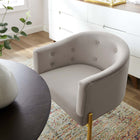 Modway Savour Tufted Performance Velvet Accent Chair - Light Grey-Gold Stainless Steel Legs