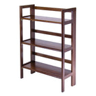 Winsome 3-Tier Folding and Stackable Shelf, Antique Walnut-Double stack this shelf to create a wall unit.  Use it in the bathroom for your towels, in the kids room for their stuff toys or in an office for books or files.