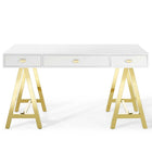 Modway Jettison 55" Office Desk - Gold White-Sleek High Gloss Surface