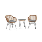 Manhattan Comfort Antibes Modern Patio 2-Person Seating Group 3-Piece Set with End Table - Tan/Grey-Modern 3-Piece Outdoor Patio Set with 2 Armchairs and 1 End Table