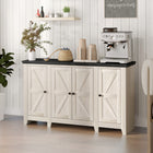 HOMCOM Farmhouse 47.2" L Sideboard - White Wood Grain-Barn door design enhances rustic farmhouse decor