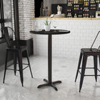 Flash Furniture 30" Round Black Laminate Table Top with 22" x 22" Bar Height Table Base-Black Laminate Top