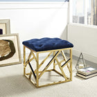 Modway Intersperse Ottoman - Gold/Navy-Velvet Polyester Upholstery