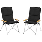 Outsunny Folding Camping Chairs 2 Pack with Removable Cushion, Carry Bag - Black-Four backrest settings(100°,105°,110°,115°) ensure comfort at various sitting angles