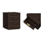 Manhattan Comfort Evelyn 20" Modern 3-Drawer Nightstand - Brown-Smooth Rounded Edges Add a Modern Charm and Enhance Safety