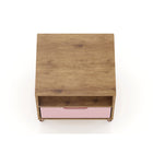 Manhattan Comfort Rockefeller 20.08" Mid-Century Modern 1-Drawer Nightstand - Nature/Rose Pink-30 Day Limited Manufacturer's Warranty