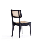Manhattan Comfort Giverny 18.11" Industry Chic Dining Chair - Black and Natural Cane - Set of 2-Unique Square Backrest Made of Cane