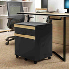 Vinsetto 2-Drawer Letter/A4 Filing Cabinet with 5 Wheels - Black Wood Grain-Assembly required