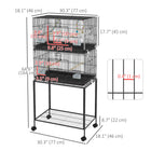 PawHut 65" H Bird Cage with Removable Tray, Bottom Mesh Panel, Wooden Perches and Swing - Black-It's slide-out tray and bottom mesh panel make for convenient cleaning 