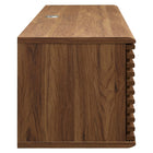 Modway Render 60" Wall-Mount Media Console TV Stand - Walnut-Durable Particleboard Construction