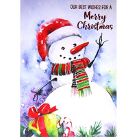 Mill Brook Studio Christmas Greeting Cards/Envelopes - 5-3/8" x 7-3/4" - Our Wishes: Waving Snowman - 18 Pack-Card shop quality greeting cards
