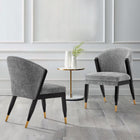 Manhattan Comfort Ola 21.46" Modern Chenille Upholstered Dining Chair - Grey - Set of 2-Frame Made of High Quality Elm Wood with Metal Brushed Gold Tips for Fashion and Durability