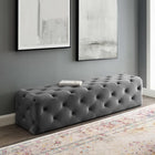 Modway Amour 72" Tufted Button Entryway Performance Velvet Bench - Grey-Performance Velvet Polyester Upholstery